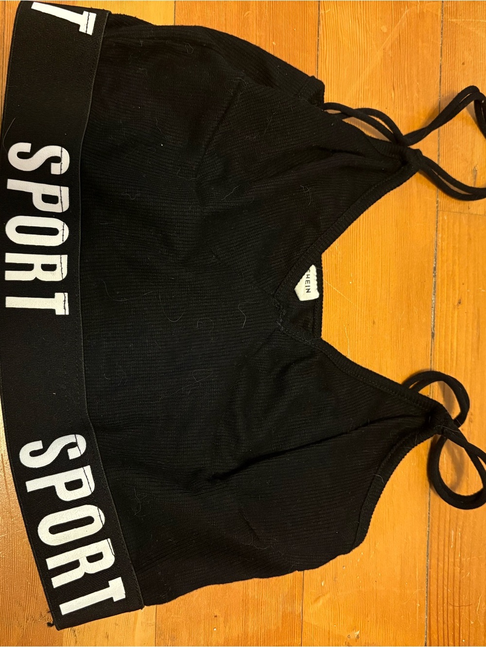 SHEIN Black SPORT Elastic-Band Crop Top